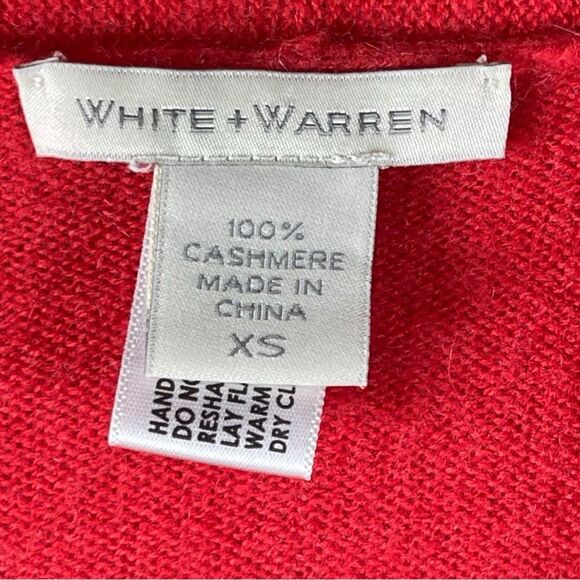 White + Warren red 100% Cashmere open front cardigan sweater Women's size XS - Picture 3 of 5